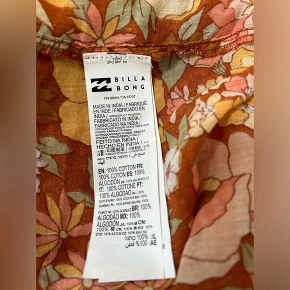 Billabong x The Salty Blonde Float On Long Sleeve Tie Front Crop Top Large - Picture 4 of 13